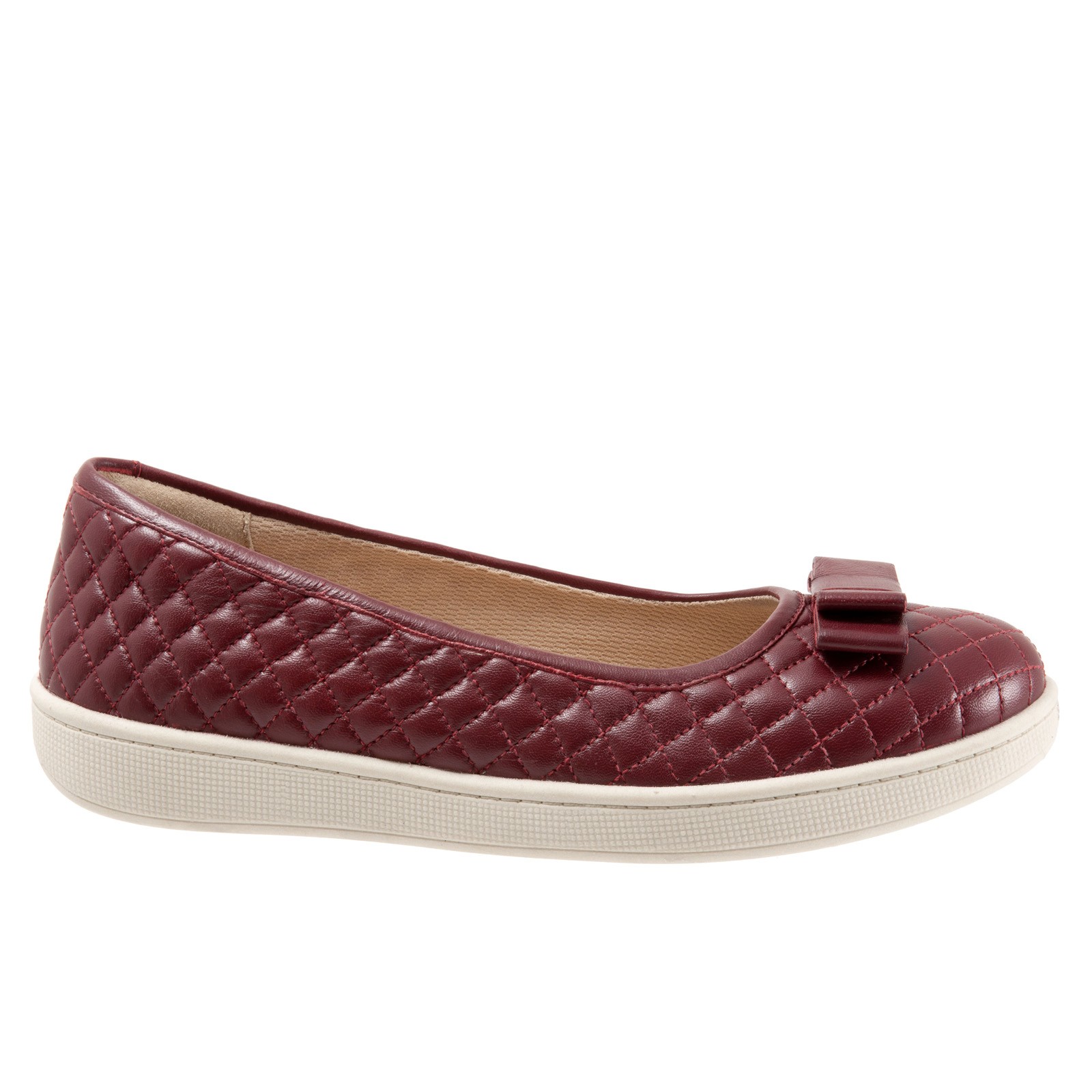 Trotters Anna T2256-601 Womens Red Narrow Leather Ballet Flats Shoes