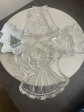 Vintage Christmas Glass Dish Lot Angel Bell T...