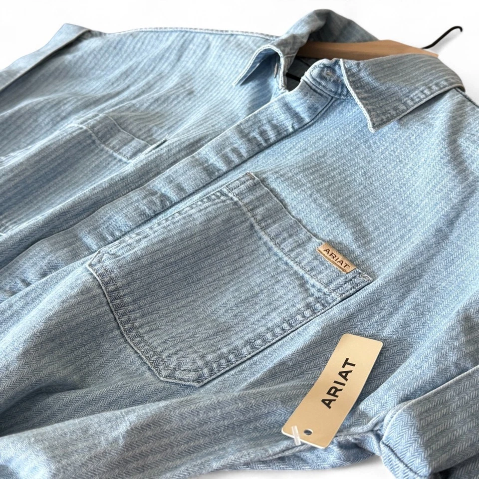 Ariat NUEVO Western Mameluco Pantalones Cortos Mujer XL Espiga Denim Utilitario Vaquera Boho Foto 3 de 4