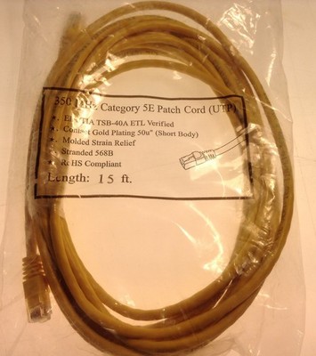 Desktop Computer 15 Ft 350 Mhz Category 5E Patch Cord (Utp), 15 Ft. Cable Cord