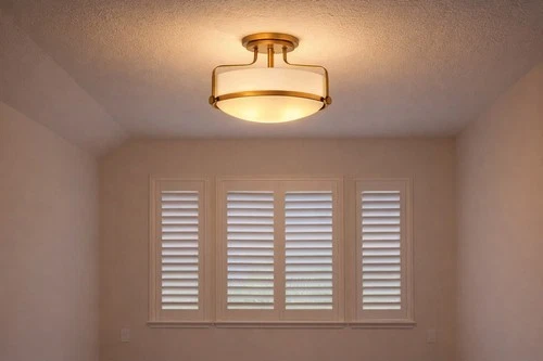 Modern Gold Flush Mount Ceiling Light | 14 InWhite Glass Shade Mid Century Style - Picture 1 of 6