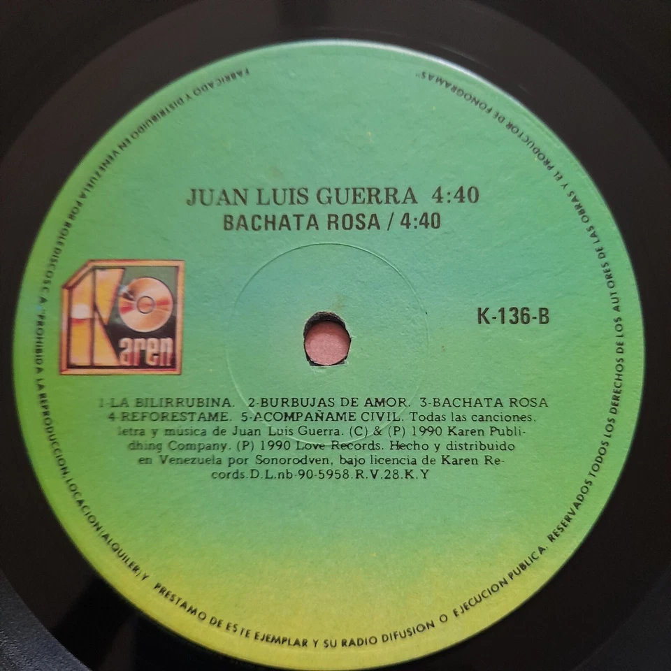 Juan Luis Guerra 4.40 – Bachata Rosa - Merengue, Bachata, Salsa, Venezuela, 1990 - Image 4 of 4