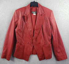 Begedor Italia Jacket Womens 12 Red Leather Collared Snake Print Blazer Dressy