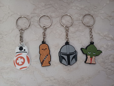 STAR WARS KEYCHAIN ZIPPER PULL BACKPACK BUDDY 4 Ct. SILICONE & METAL KEY RING