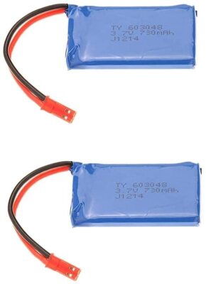 2x High-Capacity 3.7V 730mAh LiPo Battery for WLtoys V636 V686 RC