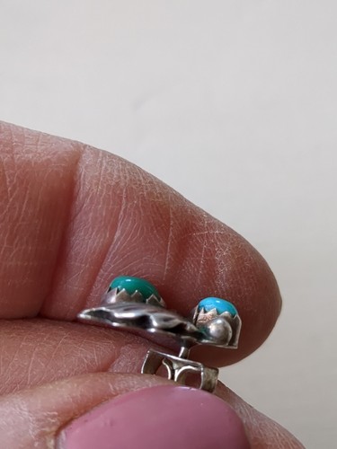 Orecchini Southwest Sterling e Pietra Blu Design Foglia - Foto 4 di 5