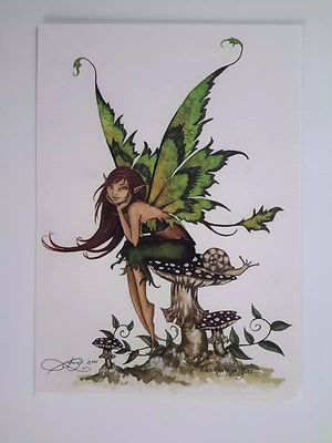 8cm 2xAufkleber Sticker Decal Farbe Amy Brown Mushroom Blatt Snail Fee E643