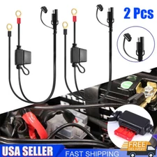 2 PCS Battery Terminal Ring Sae Connector Harness Charger Cable Extension Cord