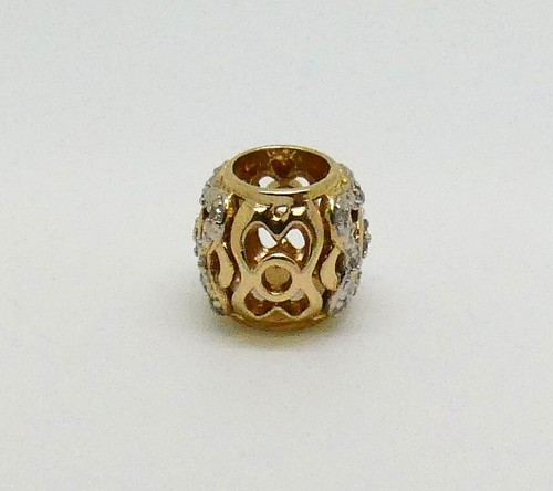 MICHAEL HILL MHJ 10CT YELLOW GOLD & STERLING SILVER DIAMOND EUROPEAN STYLE CHARM - Picture 6 of 11