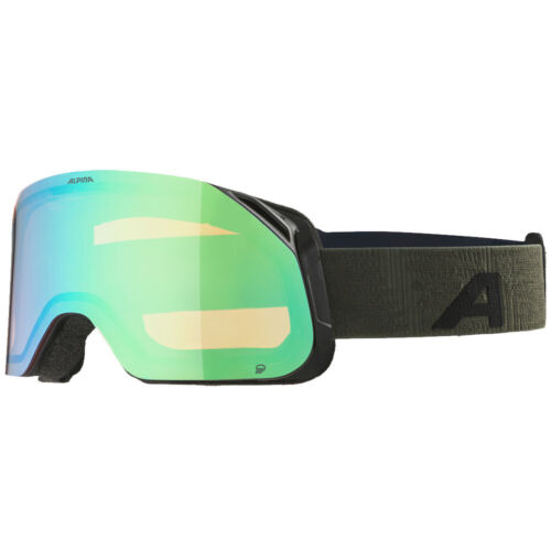 Alpina Blackcomb Q große Skibrille Goggle Snowboardbrille Wintersport Olive - Afbeelding 1 van 4