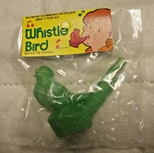  Vintage Green Plastic Toy Singing Water Whistle Bird New Old Store Stock