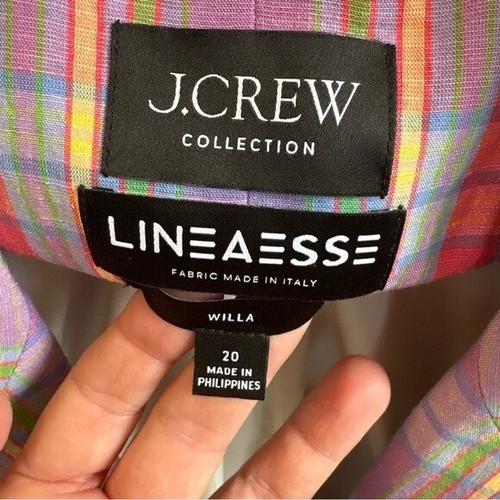 J. Crew Collection BR165 lila & pink Sunset karierter Willa Blazer Damengröße 20 - Bild 4 von 7