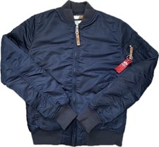 Women’s Alpha Industries Ma-1 Bomber Flight Jacket Nylon Navy Blue Size Medium