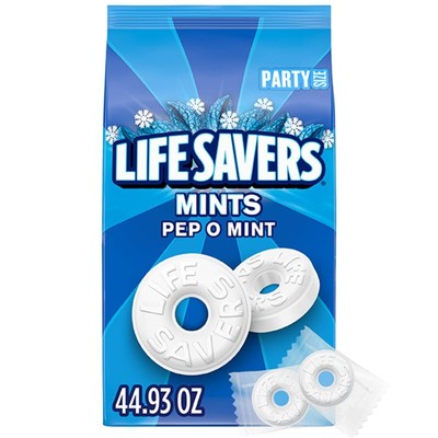 Pep-O-Mint Breath Mint Bulk Hard Candy, Party Size, 44.93 oz Bag