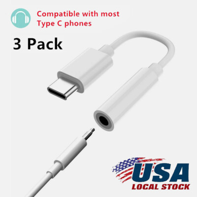 3PACK USB-C Type C to 3.5mm Aux Audio Jack Headphone Adapter Cable For iPhone 16