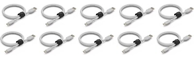 LOT of 10 Belkin Boost Charge Micro-USB to USB-A Cable 5Ft + Strap, Silver