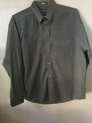 Arrow Wrinkle Free Black/Tan Check Shirt, Mens M