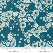 Field of Flowers Floral Scatter Peacock Blue Katherine Watson Moda 1/2 Yard