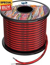 22 awg Silicone Electrical Wire 2 Conductor Parallel Wire line 200ft [Black 100f