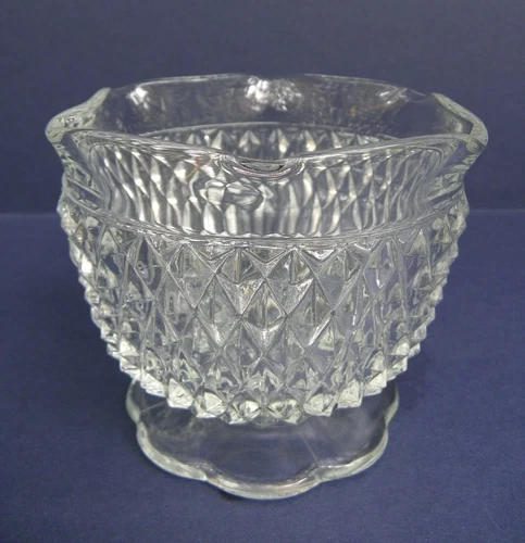 Vintage Brilliant Diamond Point 4” Candle Bowl Indiana Glass
