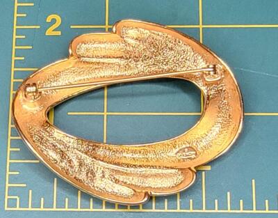 Vintage Signed GIVENCHY Gold tone Polished Oval Shape Pin Brooch