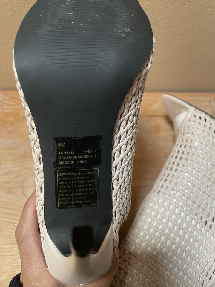 NIB Cape Robbin Beige Stretch Peep Toe Heels Size 8 - Image 4 of 4