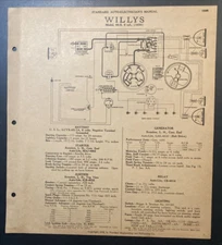 Auto Electric Schematic 1930 Willys Model 98-B 1930 Willys Model 8-80