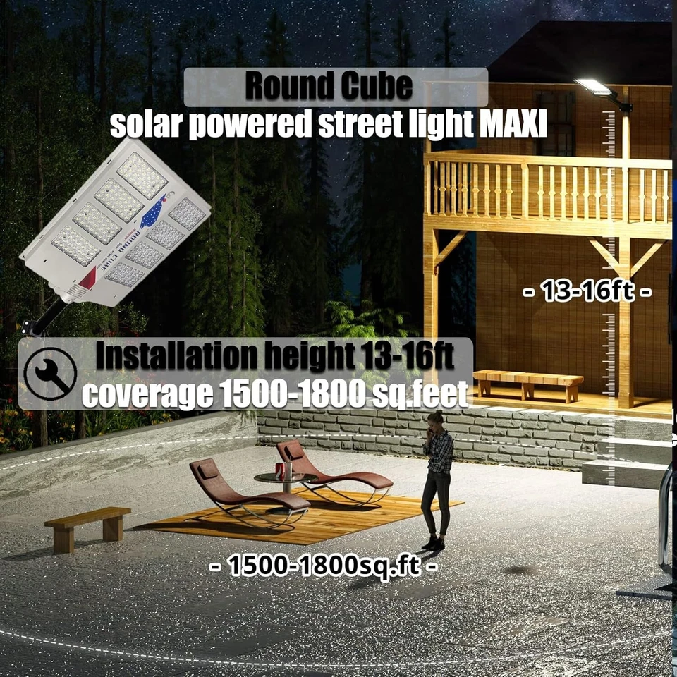 Round Cube Solar Street Light with Pole PRO Super Bright 6500K Maxi Solar Street - Image 2 of 4