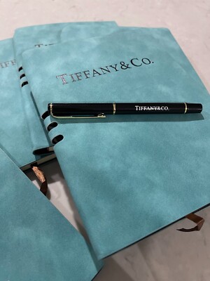 Leather Notebook TIFFANY & CO Planner Journal Diary with Pen Teal