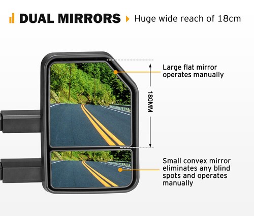 San Hima Extendable Towing Mirrors for Toyota LandCruiser 70 75 76 78 79 Series - Picture 4 of 11