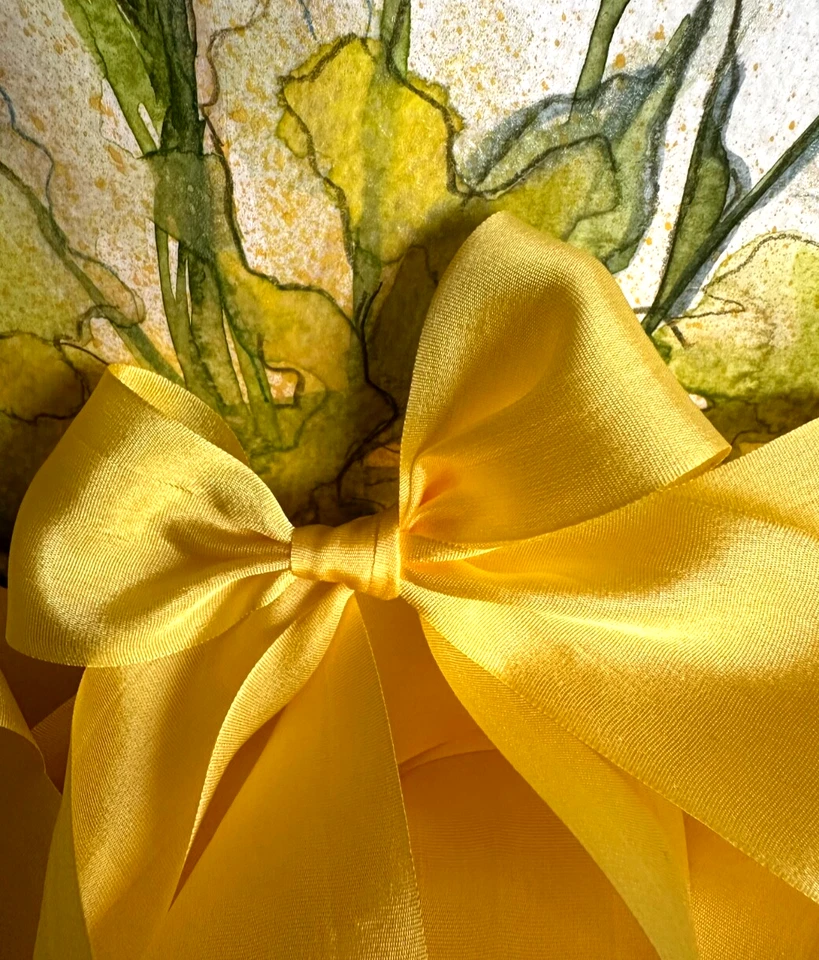 Cinta de seda REAL 6 yardas 1,25" AMARILLO CANARIO seda, limón, hágalo usted mismo, ver video ahora Foto 3 de 4