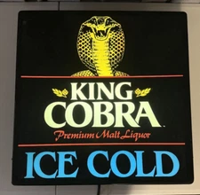 Vintage Anheuser-Busch King Cobra Malt Liquor Lighted Bar Sign - 18x18x5