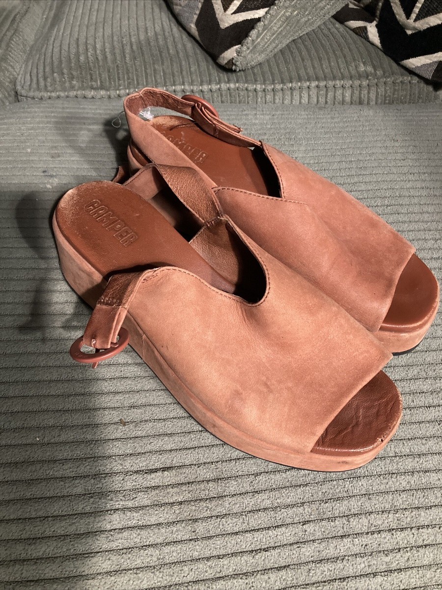 MISIA SLINGBACK PLATFORM WEDGE SANDAL IN RUST/ COPPER LEATHER