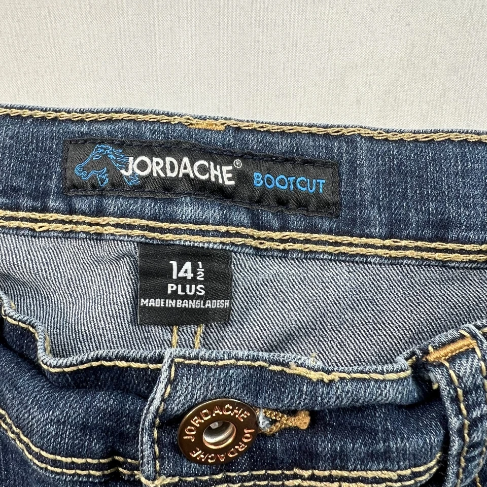 Pantalones de mezclilla Jordache Bootcut para niñas talla grande 14,5 azul bolsillos elásticos Foto 3 de 4