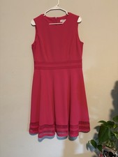 Calvin Klein Pink Sleeveless Fit  Flare Knee Length Dress with Sheer Trim