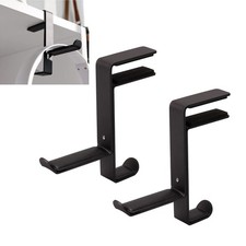 2 Pcs Gaming Headphone Stand Adjustable Clamp Under Desk Hanger Cable Clip Blk