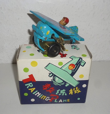 BLECH-SPIELZEUG FLUGZEUG / TRAINING PLANE / ÜBERSCHLAG-FUNKTION / 8 CM / #199#