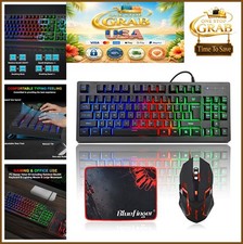 Gaming Keyboard Mouse Combo 87 Keys RGB Backlit Wired USB Tenkeyless Rainbow