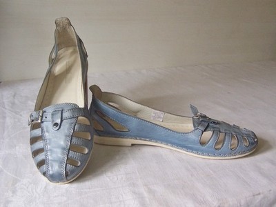 ''GEMINI'' Gr.40 Sandalen Ballerinas; Sandaletten Halbschuhe Leder blau neuwertig