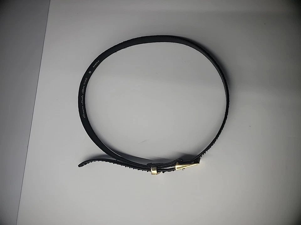 Cinturón de piel de serpiente vintage para mujer S pequeño negro tono dorado herrajes Foto 4 de 4