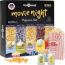 Pop n' Dulge Popcorn Movie Night Supplies 16 pcs Gift Set, 5 Gourmet Popcorn Ker