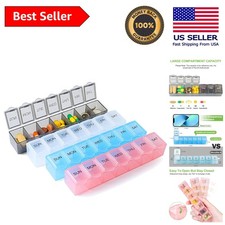 Compact 7-Day Pill Box - Child-Safe Organizer with Clear Lids Secure Closures