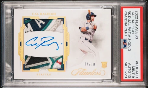 2022 Panini Flawless Cal Raleigh Dual Patch Rookie Auto Gold Holo /10 RC RDPA-CR