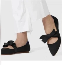 Rothy's The Bow Point Black Solid Knit Textile Slip On Ballet Flats Women’s  8.5