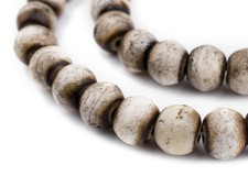 Grey Round Bone Beads 12mm Nepal Large Hole 28 Inch Strand