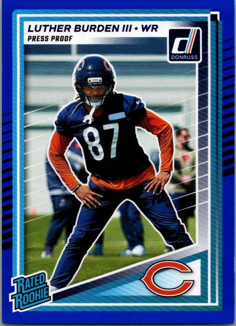 2025 Panini Donruss NFL Blue Press Proof Rated Rookie Luther Burden III #395