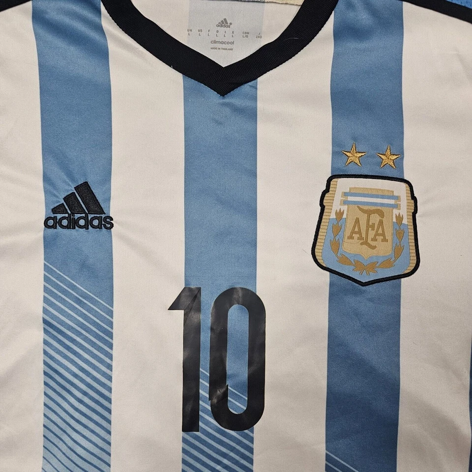 Adidas Messi Jersey Large Argentino Futbol Soccer Climacool Striped National - Imagem 2 de 4