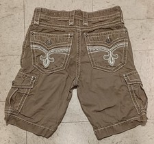 Rock Revival Premium Mens Cargo Dark Khaki Shorts 30x23 Classic Fit