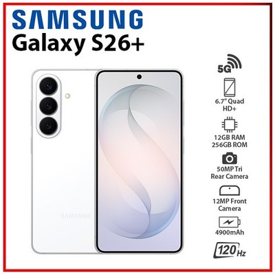 Samsung Galaxy S26+ 5G 12GB+256GB WHITE Dual SIM Unlocked Android Mobile Phone
