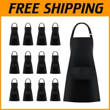 Adjustable Bib Apron 12 Pack - Cooking Kitchen Chef Aprons